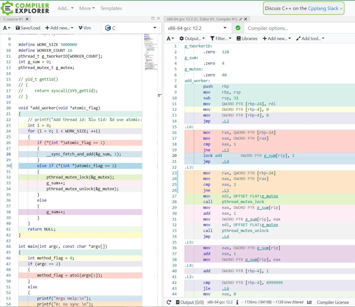 Compiler Explorer 中原子操作与互斥锁的汇编对比
